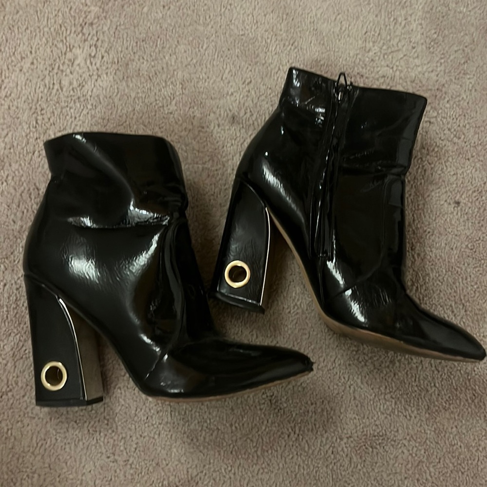Dolce Vita Black Patent Booties with Grommet Detail